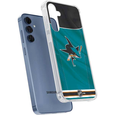 NHL San Jose Sharks Home Jersey Galaxy A35 5G Clear Case